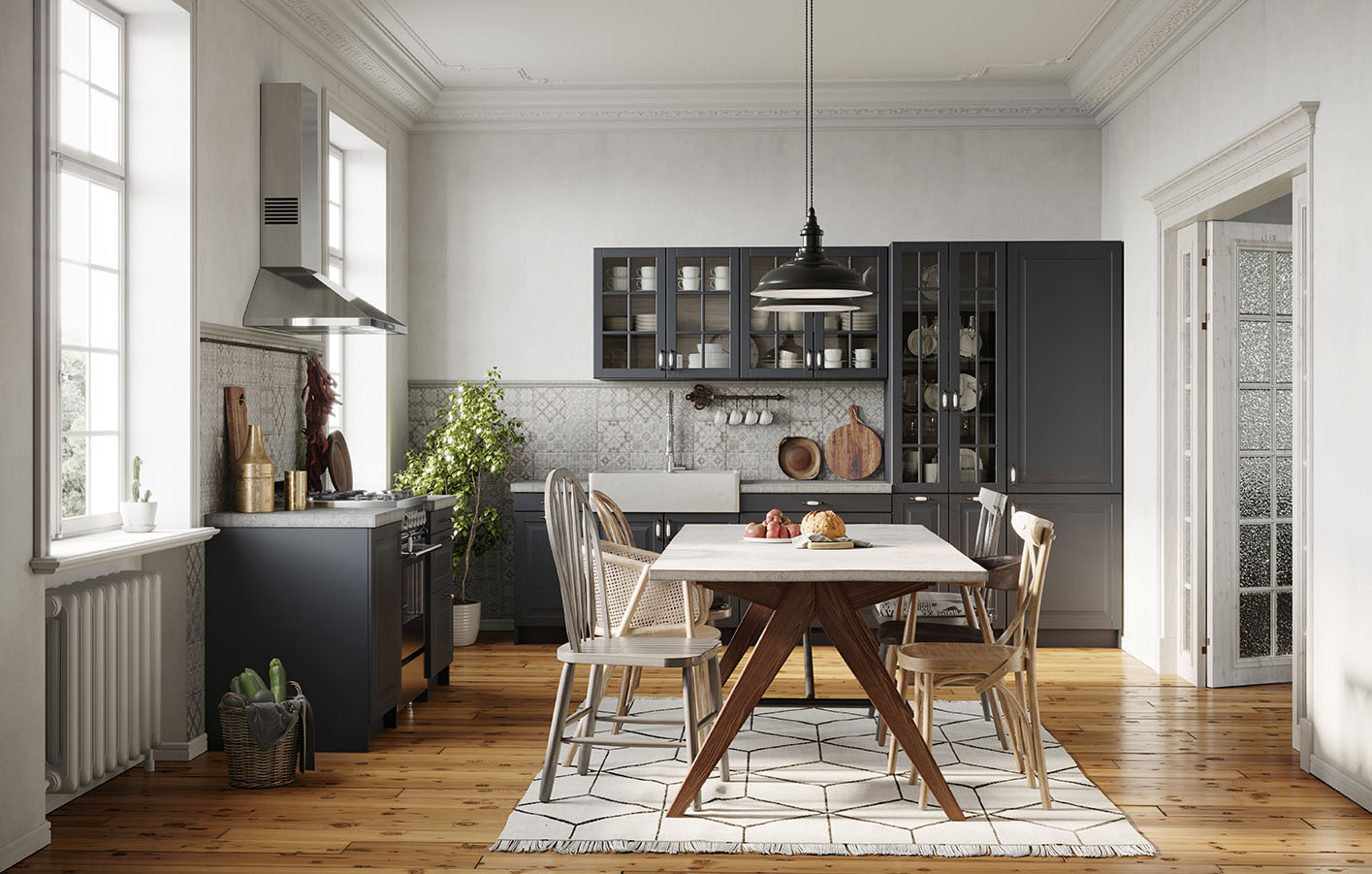 Welcher ist der richtige Bodenbelag für die Küche - Parkett? gemütliche Küche - modern mit Holzboden